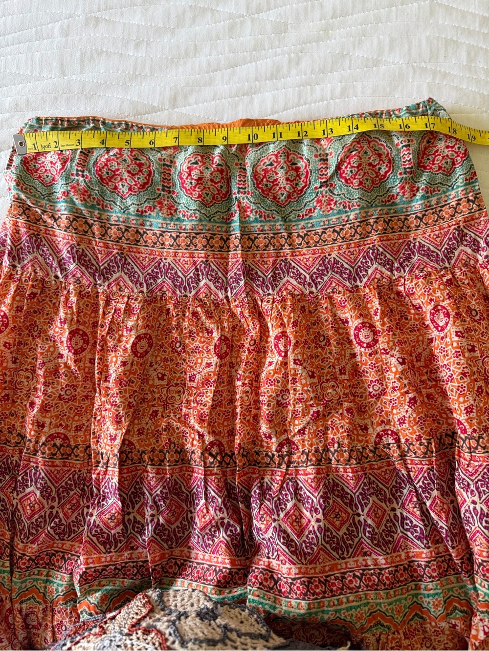 Ralph Lauren Bohemian Orange & Pink Printed Maxi Skirt - Picture 6 of 7